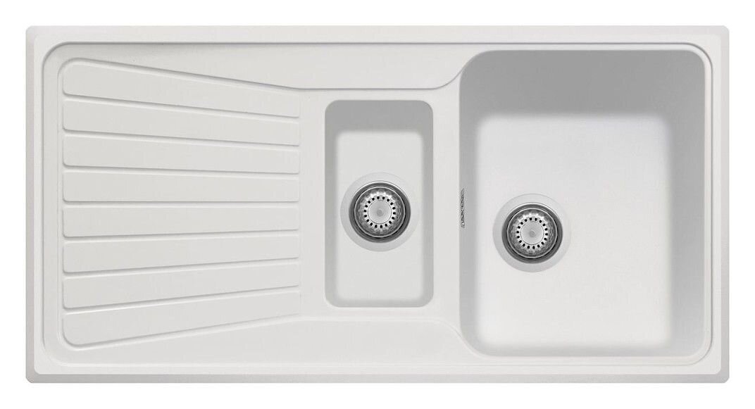 Plados Telma SP0991 UG 98 - MICROULTRAGRANIT Spazio Lavello 1 vasca e mezza + gocciolatoio reversibile cm. 99 x 50 - bianco
