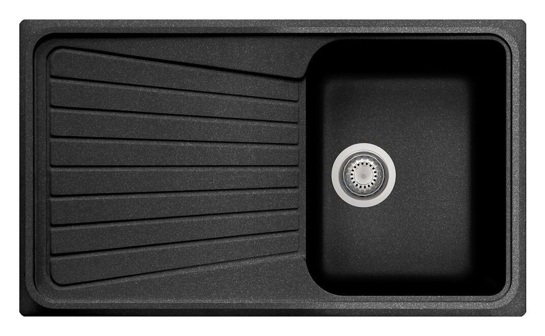 Plados Telma SP0861 UG 95 - MICROULTRAGRANIT Spazio Lavello 1 vasca + gocciolatoio reversibile 86 x 50 cm - nero ebony