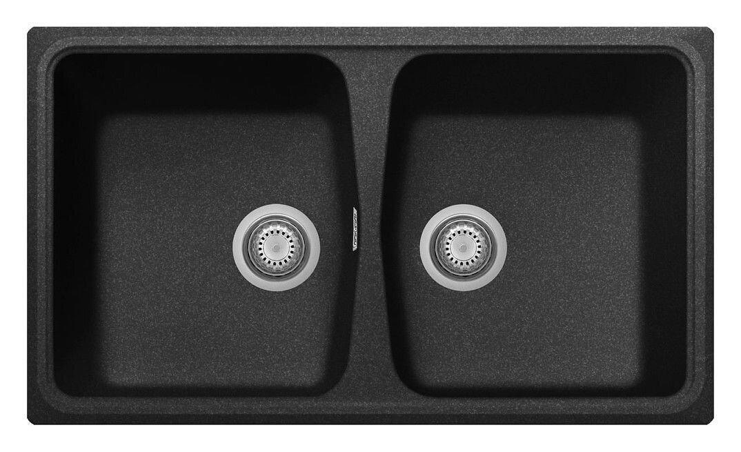 Plados Telma SP0862 UG 95 - MICROULTRAGRANIT Spazio Lavello 2 vasche 86 x 50 cm - nero ebony