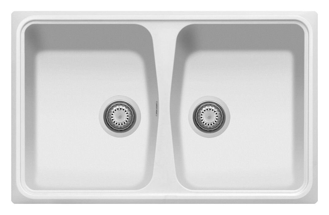 Plados Telma SP0792 UQ 01 - ULTRAQUARTZ Spazio Lavello 2 vasche cm. 79 x 50 - bianco