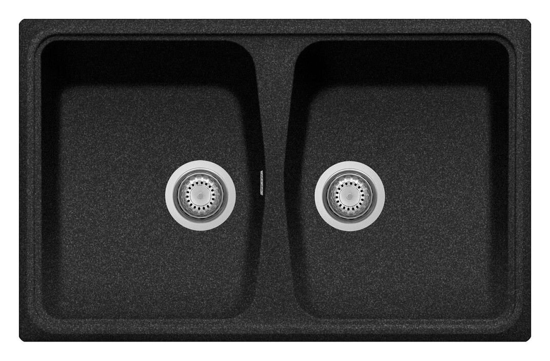 Plados Telma SP0792 UG 95 - MICROULTRAGRANIT Spazio Lavello 2 vasche 79 x 50 cm - nero ebony