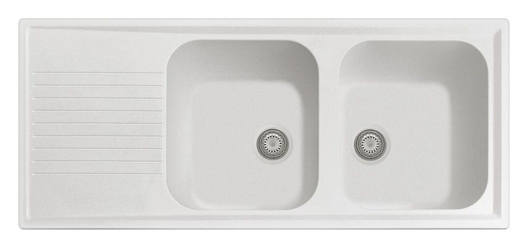 Plados Telma PL1162 UG 98 - MICROULTRAGRANIT Atlantic Lavello 2 vasche + gocciolatoio cm. 116 x 50 - bianco