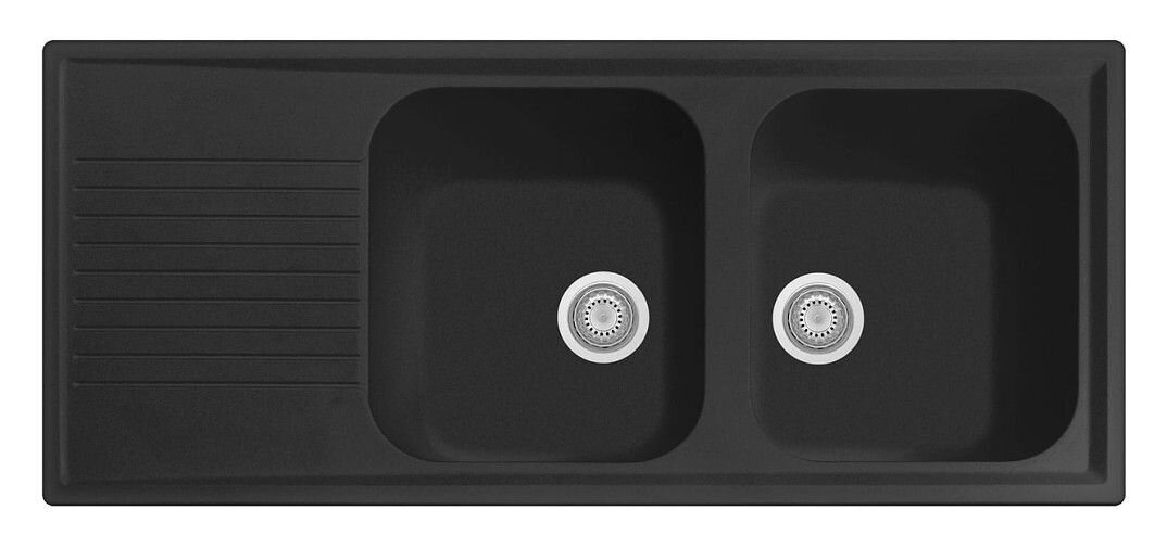 Plados Telma PL1162 UG 70 - MICROULTRAGRANIT Atlantic Lavello 2 vasche + gocciolatoio 116 x 50 cm - nero matt