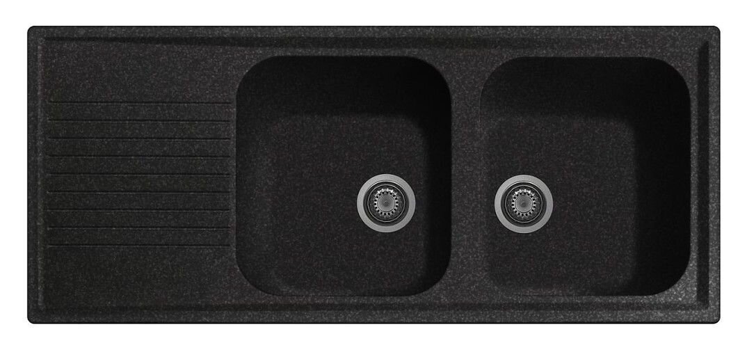 Plados Telma PL1162 UG 95 - MICROULTRAGRANIT Atlantic Lavello 2 vasche + gocciolatoio 116 x 50 cm - nero ebony