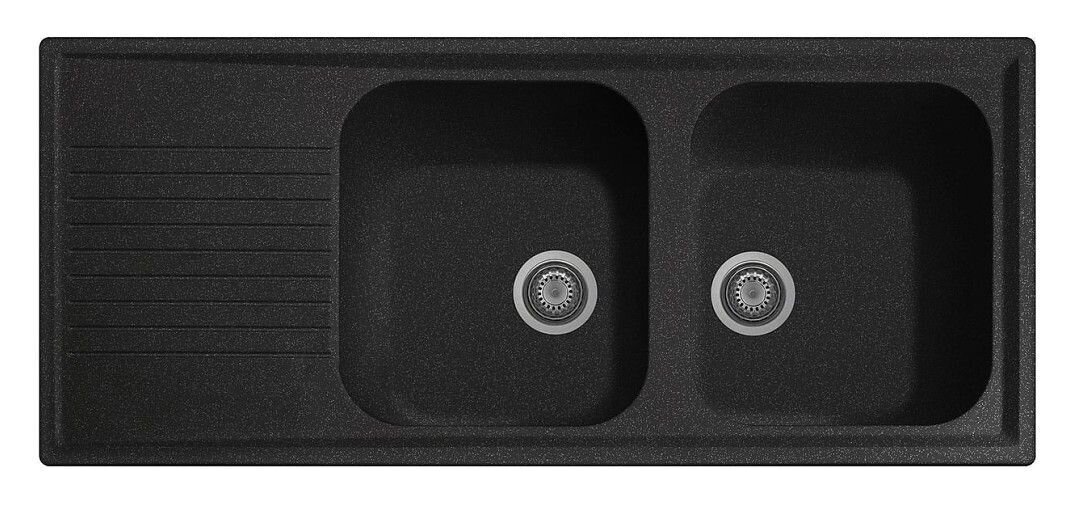 Plados Telma PL1162 UM 44 - ULTRAMETAL Atlantic Lavello 2 vasche + gocciolatoio cm. 116 x 50 - nero