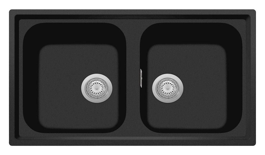 Plados Telma PL0862 UG 70 - MICROULTRAGRANIT Atlantic Lavello 2 vasche 86 x 50 cm - nero matt