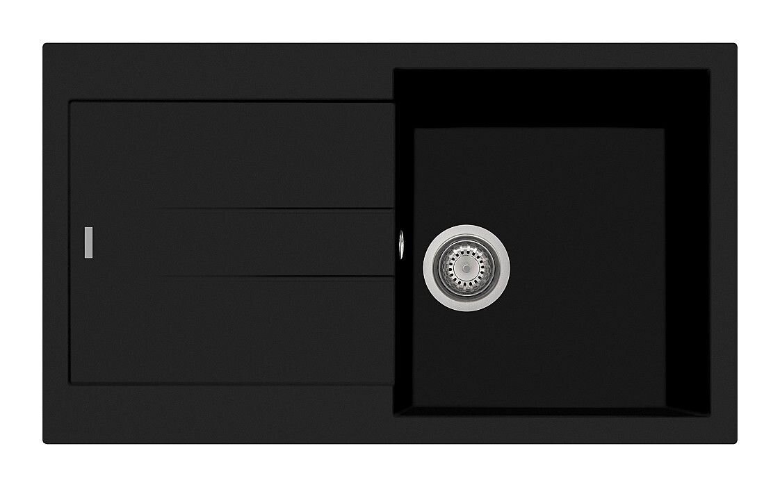 Plados Telma AM8610 NS N6 - NANOSTONE Elegance Lavello 1 vasca + gocciolatoio reversibile cm. 86x50 - deep black