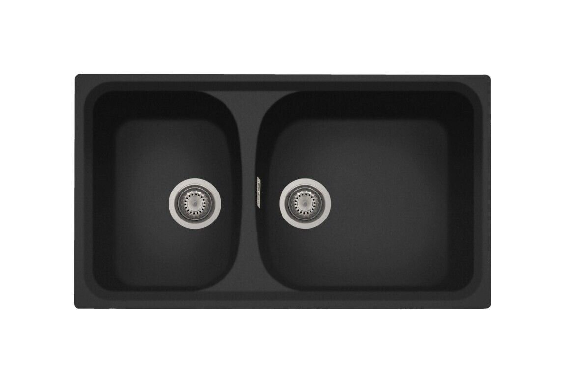 Plados Telma HR0862 UG 70 - MICROULTRAGRANIT Harmony Lavello 2 vasche 86 x 50 cm - nero matt