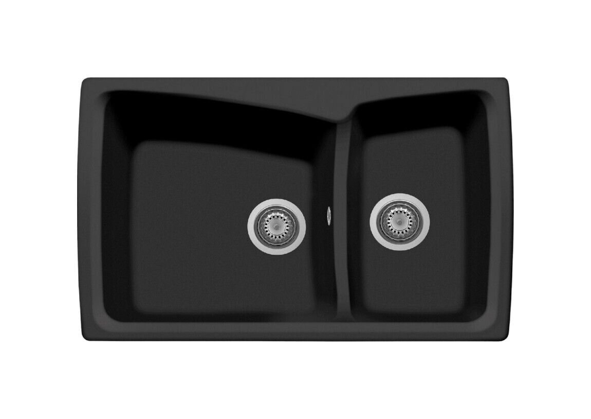 Plados Telma HR0792 UG 70 - MICROULTRAGRANIT Harmony Lavello 1 vasca e mezza 79 x 50 cm - nero matt