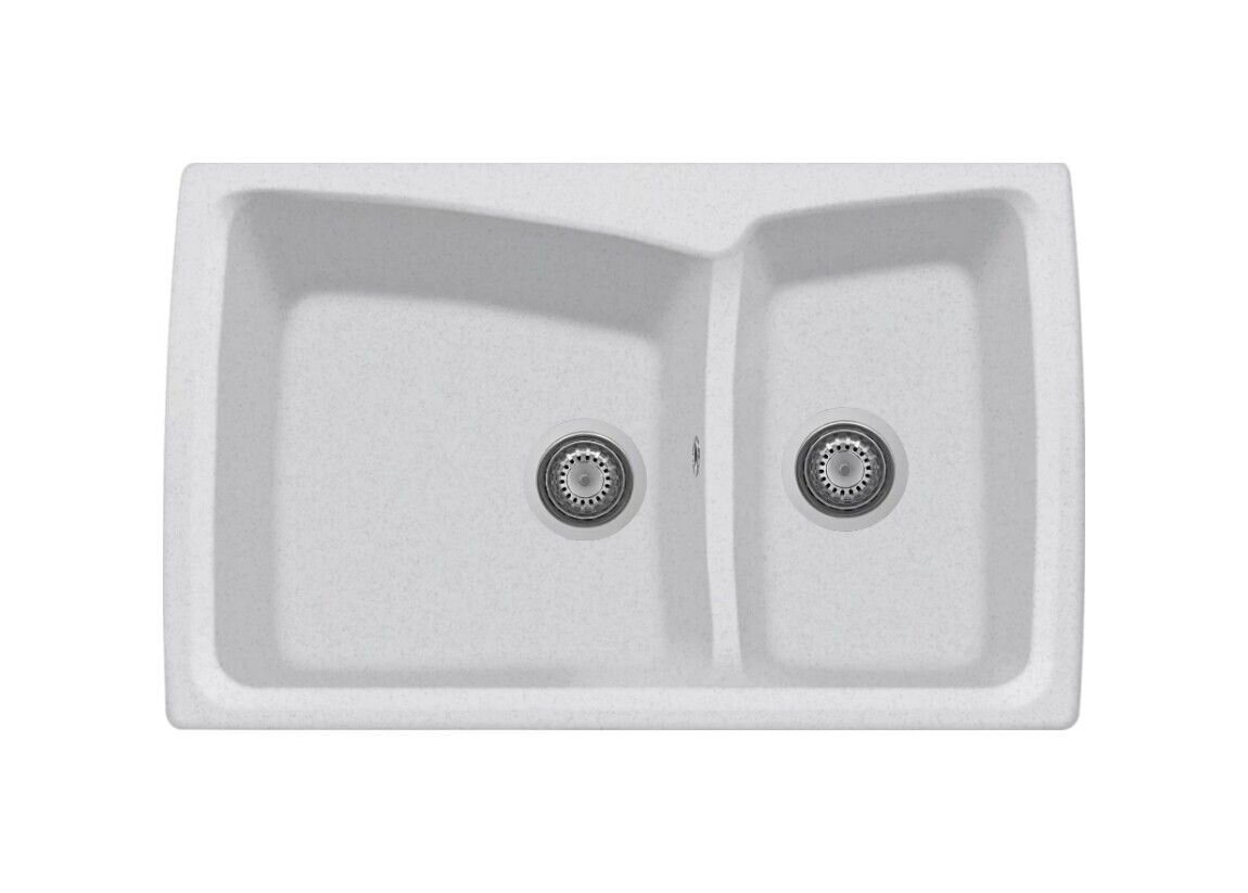 Plados Telma HR0792 UG 90 - MICROULTRAGRANIT Harmony Lavello 1 vasca e mezza cm. 79x50 - bianco opale
