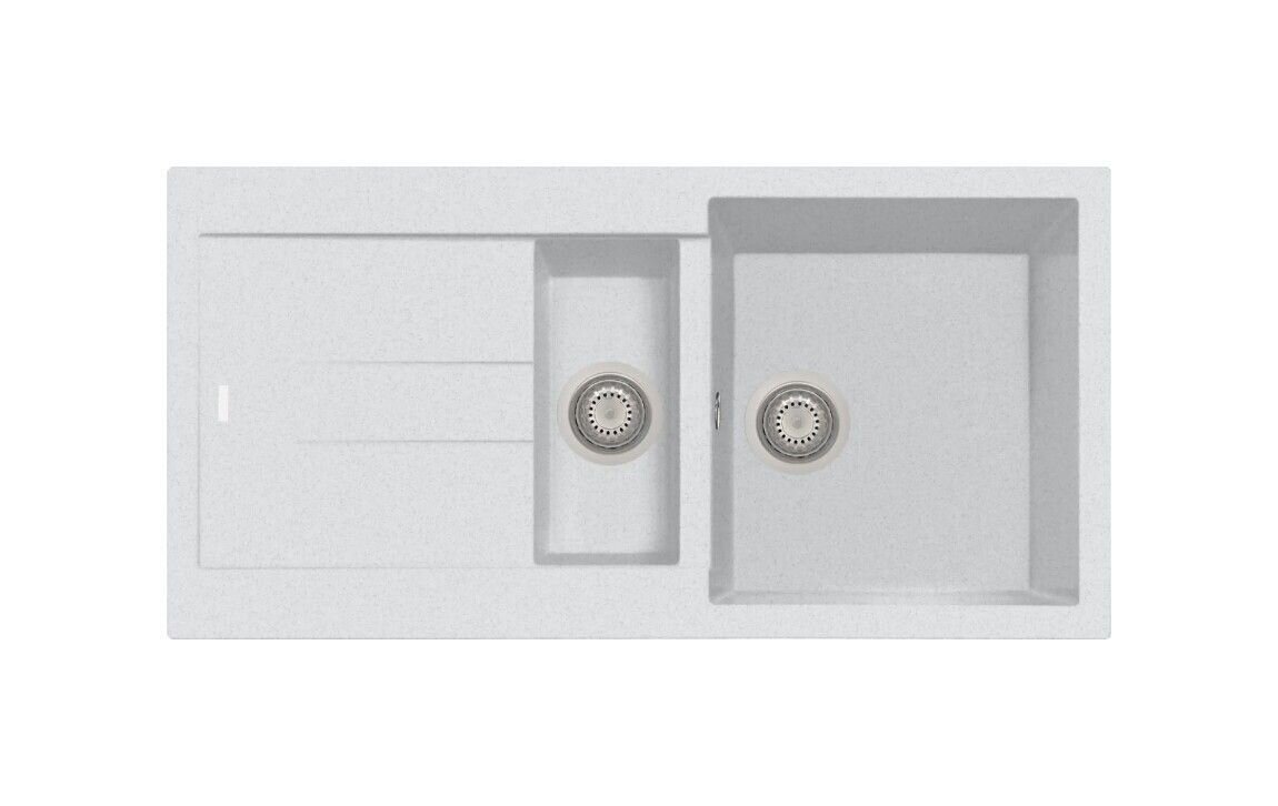 Plados Telma AM9915 UG 90 - MICROULTRAGRANIT Elegance Lavello 1 vasca e mezza + gocciolatoio reversibile cm. 99x50 - bianco opale
