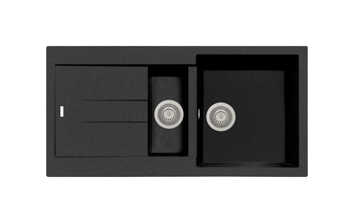 Plados Telma AM9915 UM 44 - ULTRAMETAL Elegance Lavello 1 vasca e mezza + gocciolatoio reversibile cm. 99x50 - nero