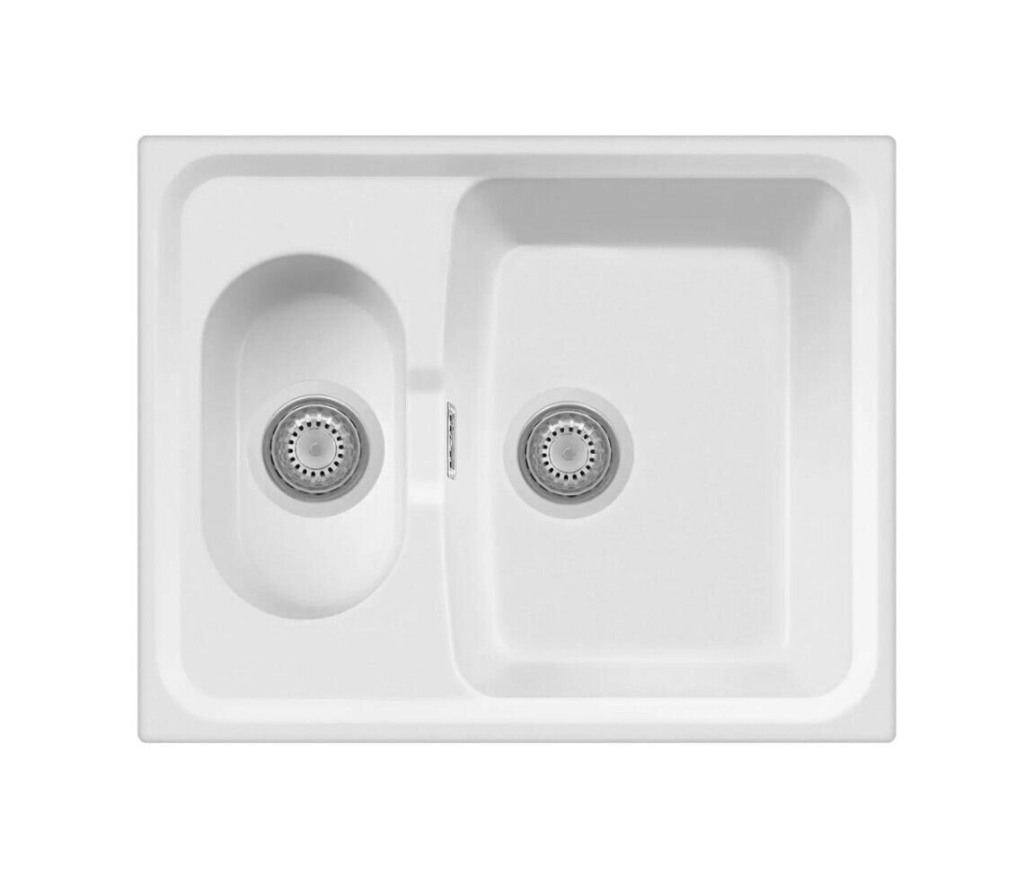 Plados Telma HR6151 UG 58 - MICROULTRAGRANIT Roxana Lavello 1 vasca e mezza reversibile cm. 62x50 - bianco latte