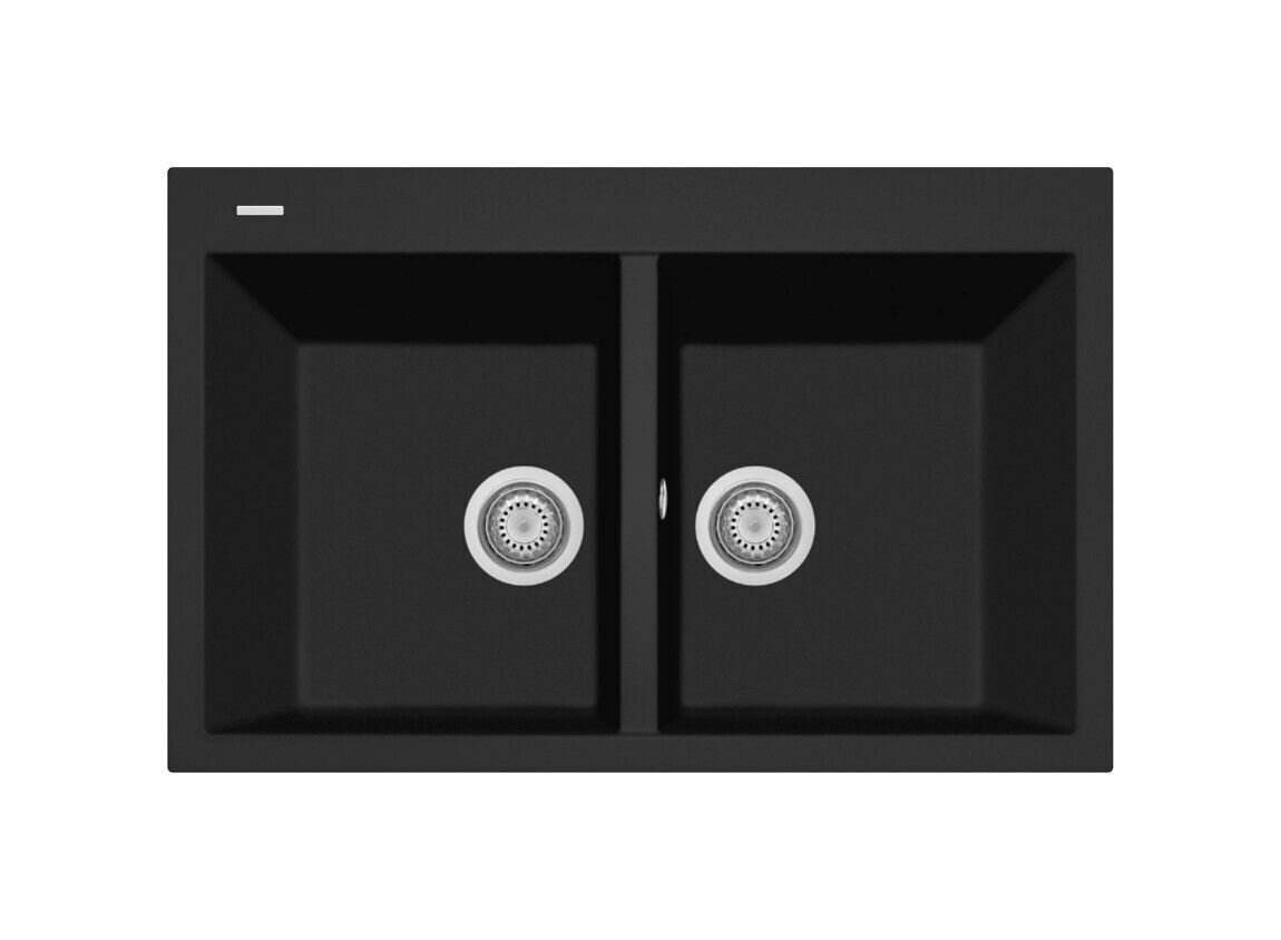 Plados Telma ON7920 UG 70 - MICROULTRAGRANIT One Lavello 2 vasche cm. 79x51 - nero matt