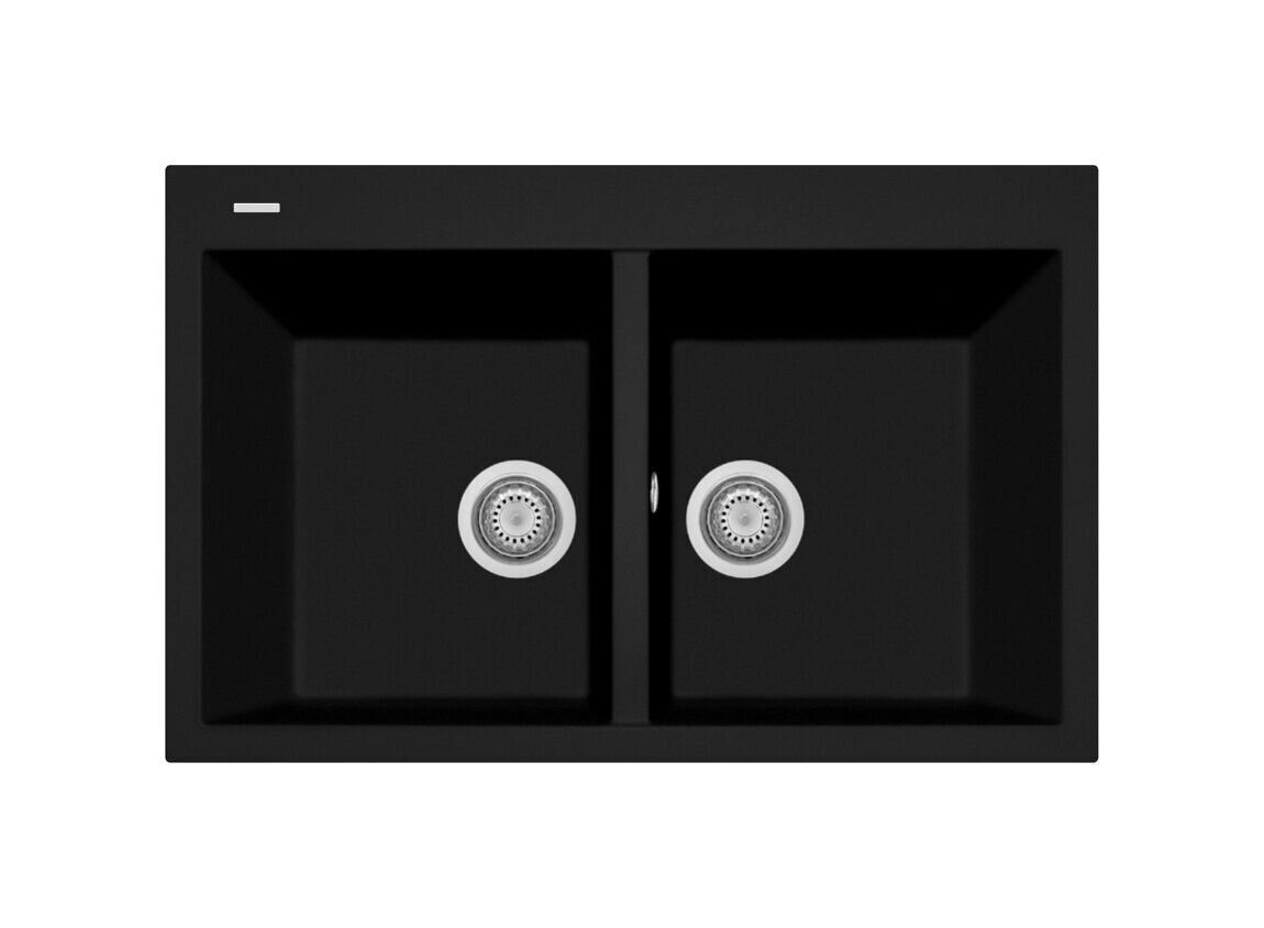 Plados Telma ON7920 NS N6 - NANOSTONE One Lavello 2 vasche cm. 79x51 - deep black