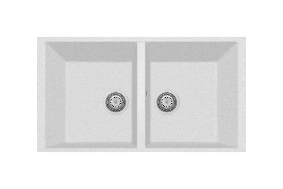 Plados Telma ON7920ST UG 90 - MICROULTRAGRANIT One Lavello 2 vasche cm. 76x44 - bianco opale