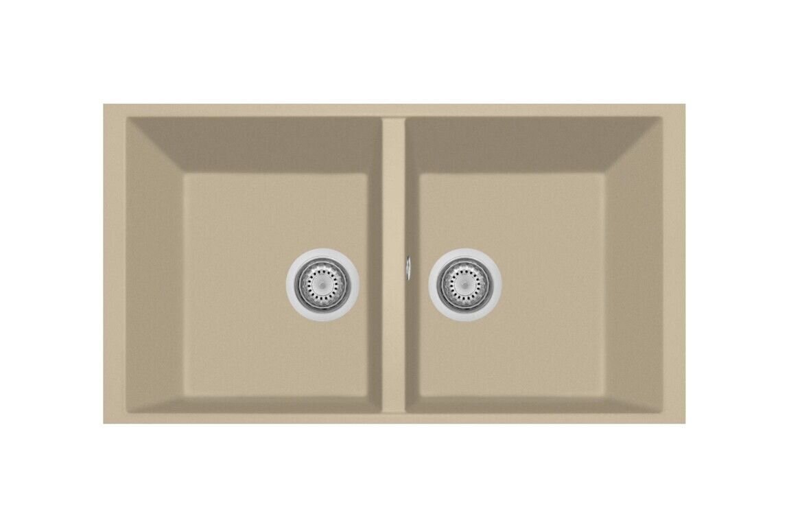 Plados Telma ON7920ST UG 55 - MICROULTRAGRANIT One Lavello 2 vasche cm. 76x44 - sahara