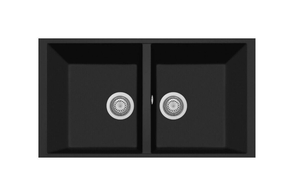 Plados Telma ON7920ST UG 70 - MICROULTRAGRANIT One Lavello 2 vasche cm. 76x44 - nero matt