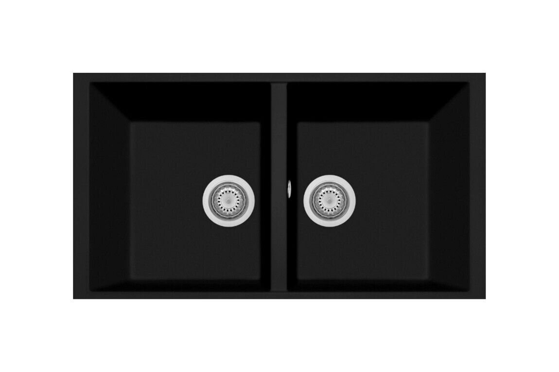 Plados Telma ON7920ST NS N6 - NANOSTONE One Lavello 2 vasche cm. 76x44 - deep black