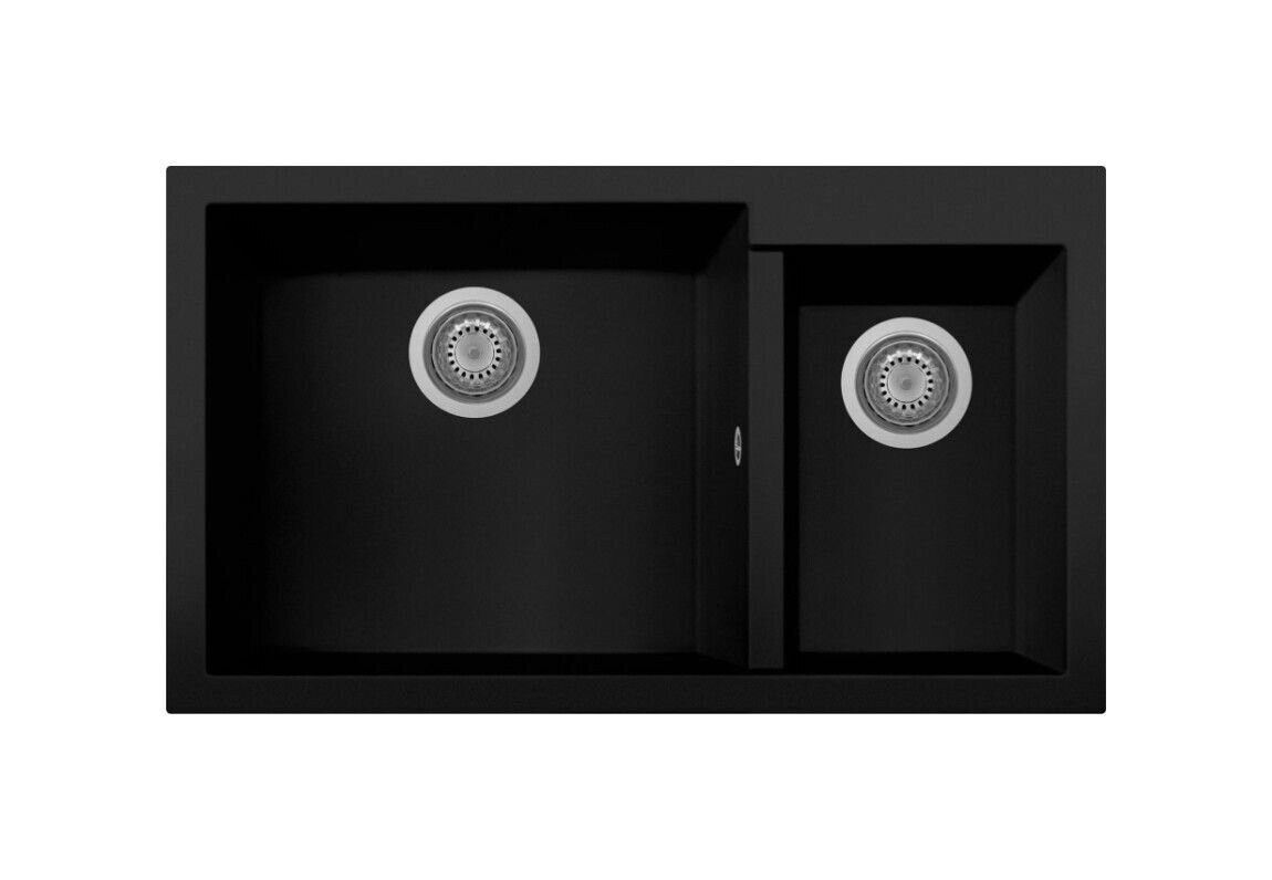 Plados Telma ON8620ST NS N6 - NANOSTONE One Lavello 1 vasca e mezza cm. 86x50 - deep black
