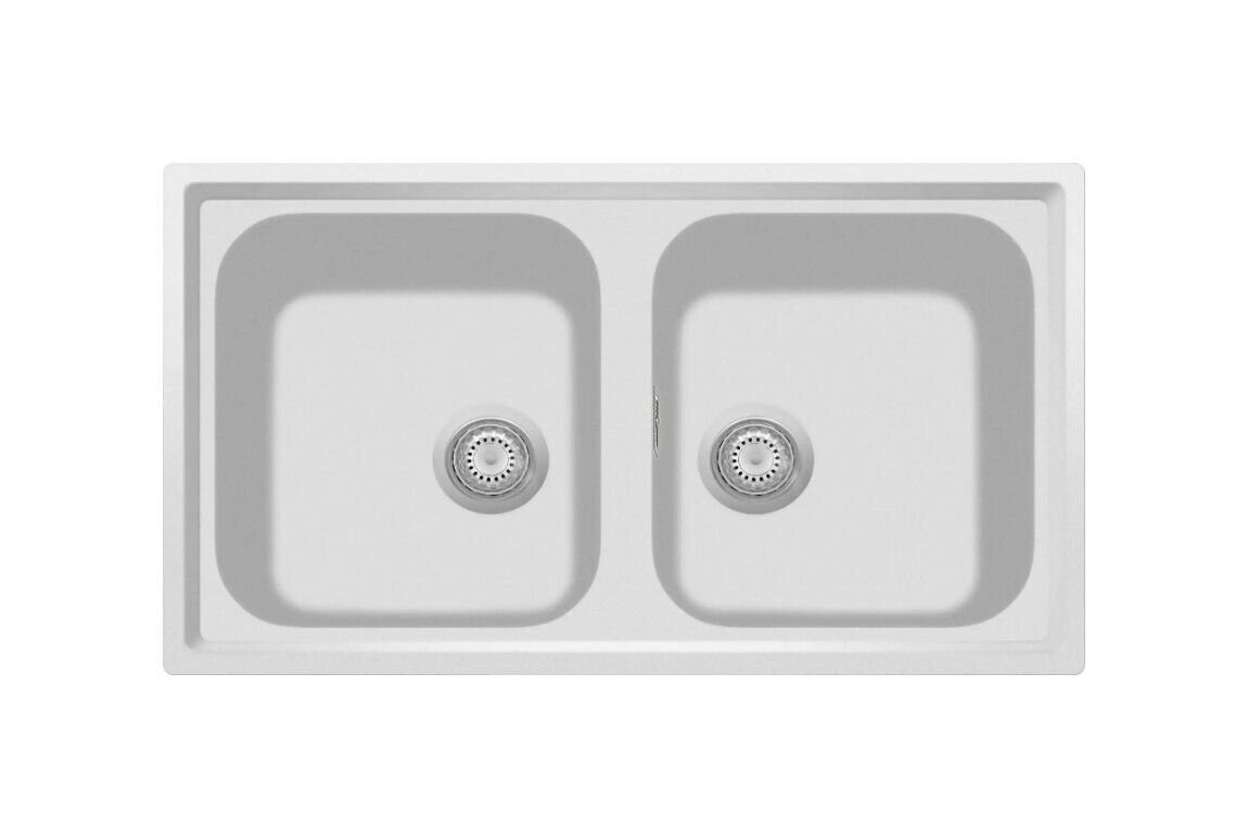 Plados Telma PL0862 UQ 01 - ULTRAQUARTZ Atlantic Lavello 2 vasche cm. 86 x 50 - bianco