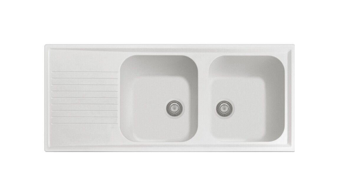 Plados Telma PL1162 UG 58 - MICROULTRAGRANIT Atlantic Lavello 2 vasche + gocciolatoio cm. 116 x 50 - bianco latte