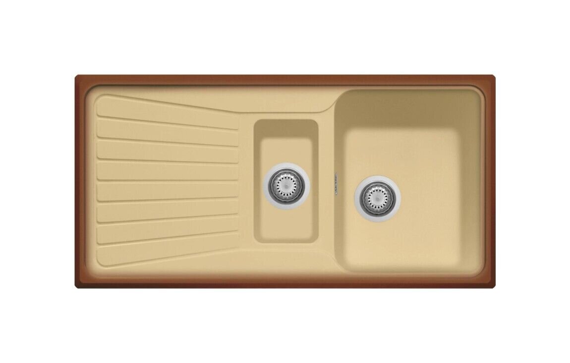Plados Telma SP0991 UQ 66 - ULTRAQUARTZ Spazio Lavello 1 vasca e mezza + gocciolatoio reversibile cm. 99 x 50 - terra di francia
