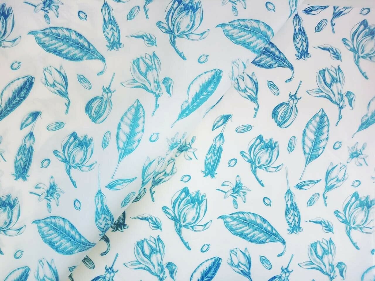 Tissue Paper - Vintage Flowers - Teal On White (Qty 25) Tissue Paper - Vintage Flowers - Teal On White (Qty 25)