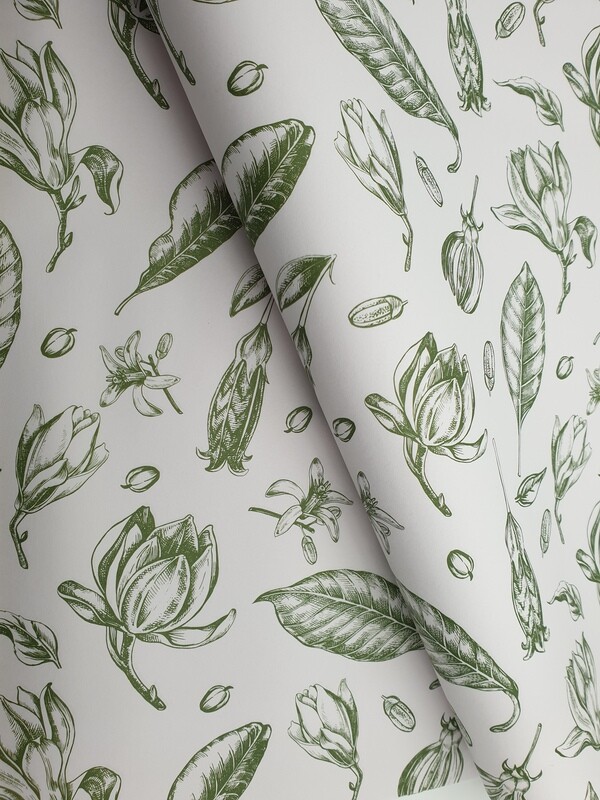 Bespoke Newsprint Reams 420 x 594 mm Vintage Flower Olive (Qty 10)