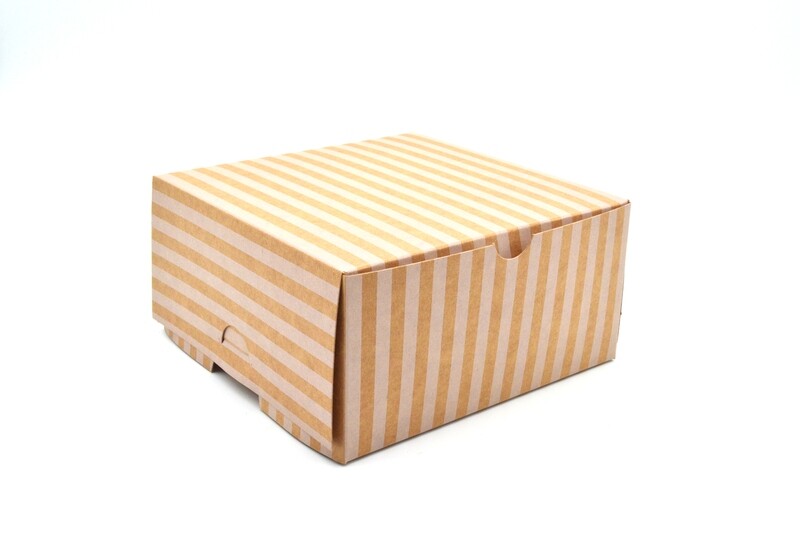 Cake Box Eco Brown White Stripe 6 x 6 x 3&quot; (ea)