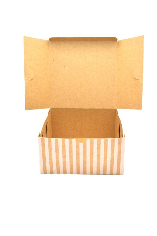 Cake Box Eco Brown White Stripe 6 x 6 x 3" (ea)