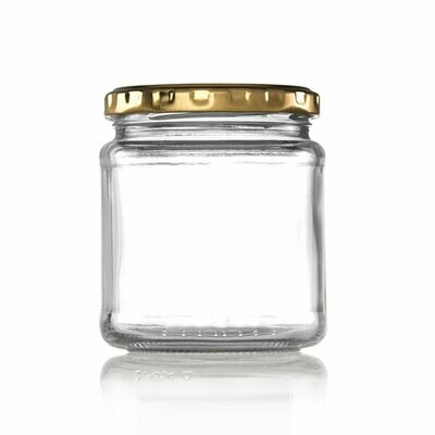 Clear Glass Jar Jam 340GR (290ml) - Gold. Alum. Lid 70mm
