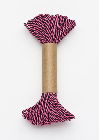 Bakers Twine 10mx2mm - Black &amp; Neon Pink (ea)