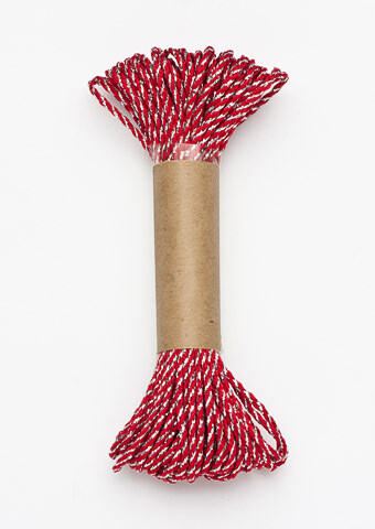 Bakers Twine 10 m x 2 mm - Red &amp; Silver (ea)
