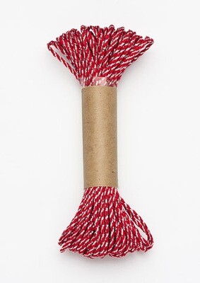 Bakers Twine 10 m x 2 mm - Red &amp; Silver (ea)