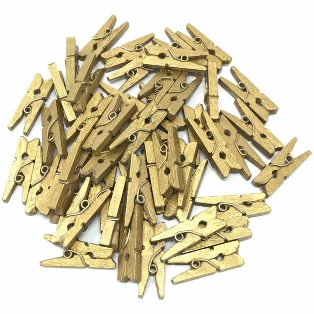 Wooden Mini Pegs 2.5cm Gold (Qty100)