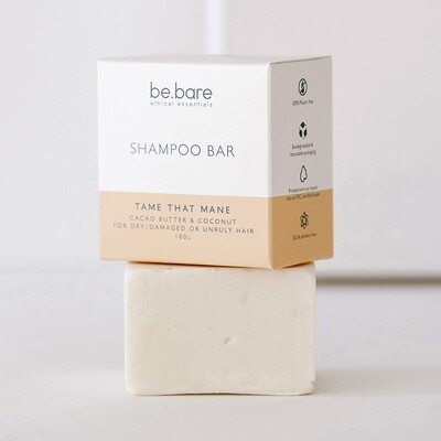 TAME THAT MANE
CACAO BUTTER & COCONUT

SHAMPOO BAR FOR DRY / DAMAGED OR UNRULY HAIR 100g
