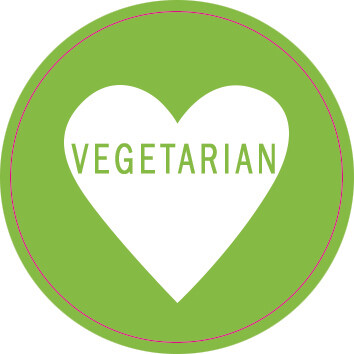 Labels Round Green Heart - Vegetarian (Qty 100)