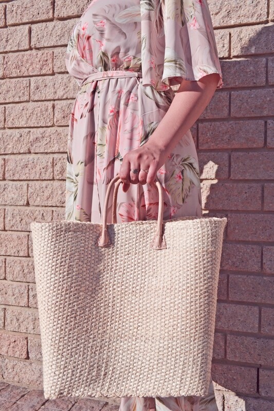Sisal Woven Bag Leather Handles