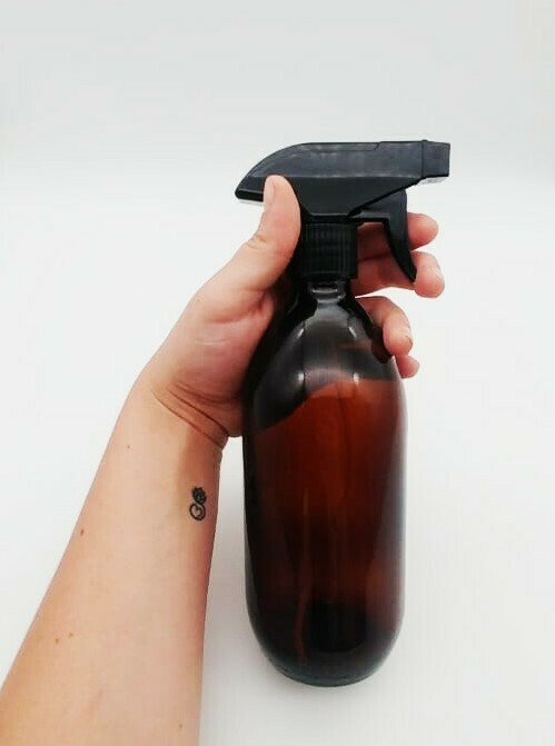 Amber Glass Bottle 500 ml + Black Trigger Spray 28/410 (ea)
