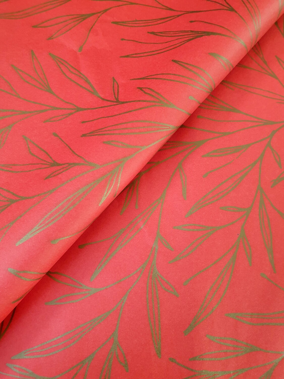 Tissue Paper - Christmas Leaf - Gold on Red - (Qty 25) Tissue Paper - Christmas Leaf - Gold on Red - (Qty 25)