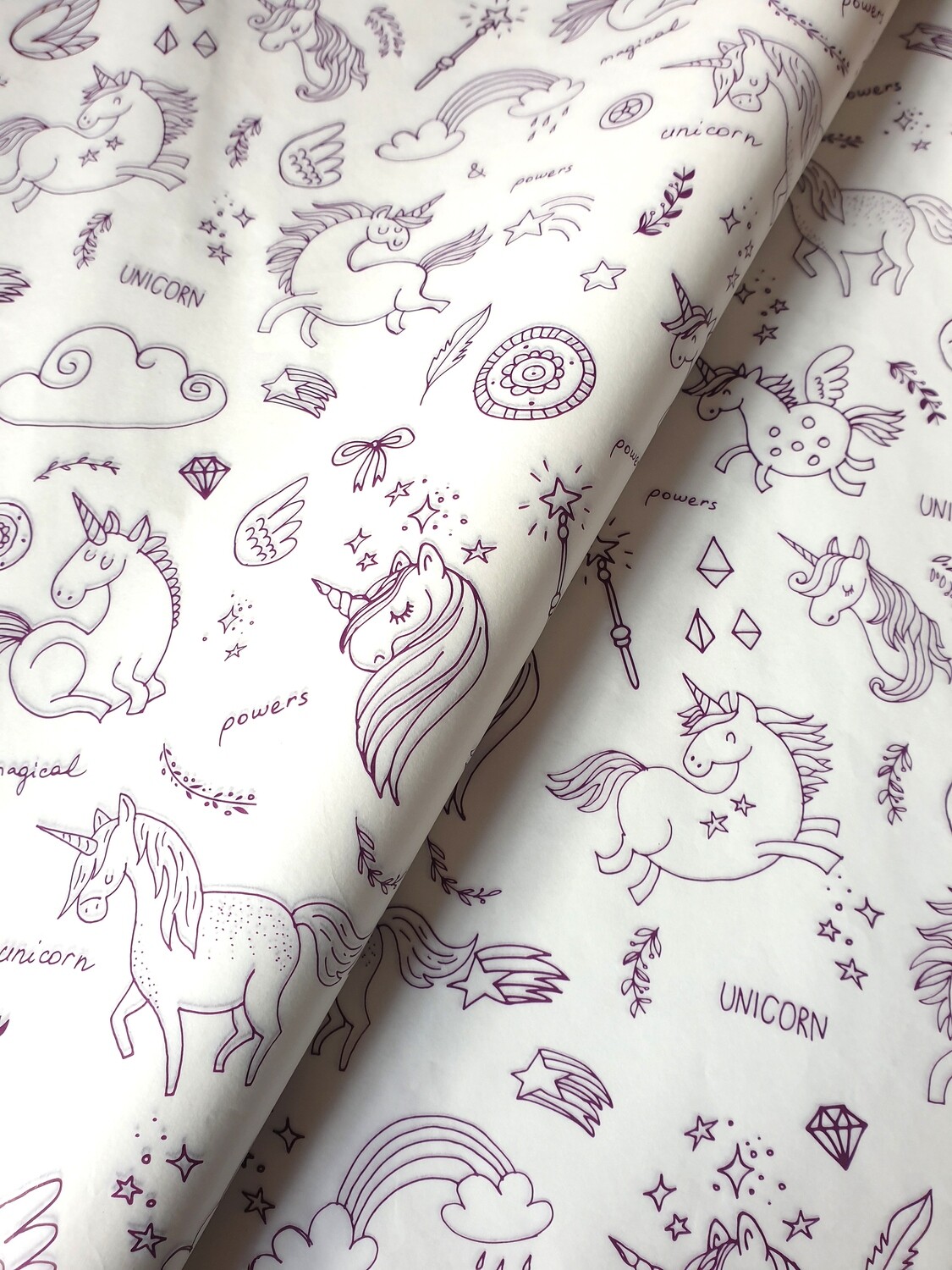 Tissue Paper - Unicorns - Purple On White - (Qty 25) Tissue Paper - Unicorns - Purple On White - (Qty 25)