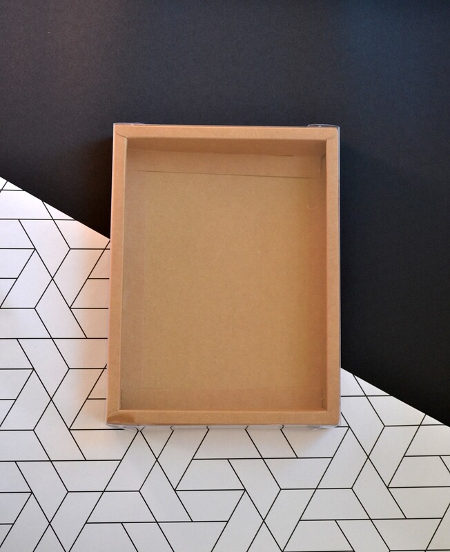 Box Kraft Base with PVC Lid 195x255x35 mm (ea)