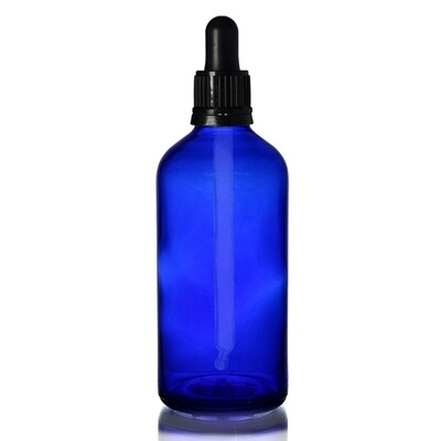 Blue Glass Bottle Dropper 100ml - Pipette 18x110mm