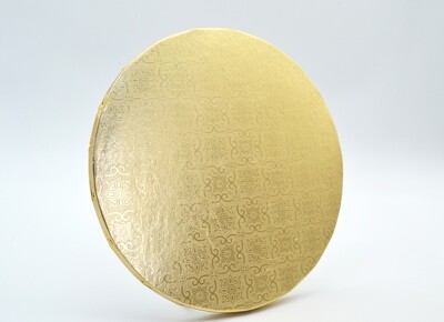 Cake Board Embossed Gold Round 8&quot; Thick (ea)