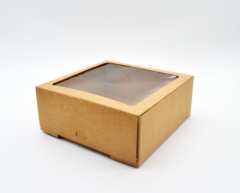 Cake Box Window 7 x 7 x 3 Kraft (ea)