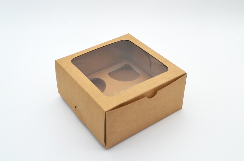 Cake Box Window 6 x 6 x 3 Kraft (ea)