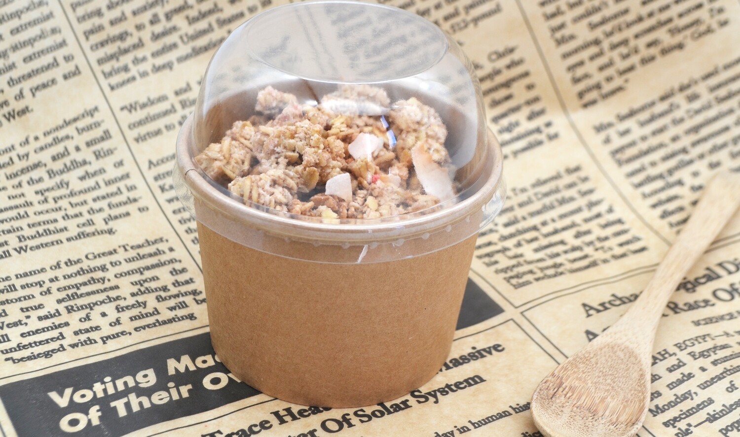 Tub Ice Cream + Plastic Dome Lid Combo Kraft 350 ml (Qty 50)