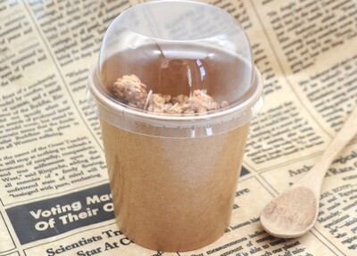 Tub Ice Cream +Plastic Dome Lid Combo Kraft 500 ml (Qty 50)