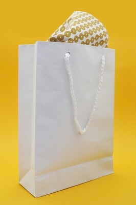 Paper BB Bag Rope Handle Mini White 200x80x280mm (ea)